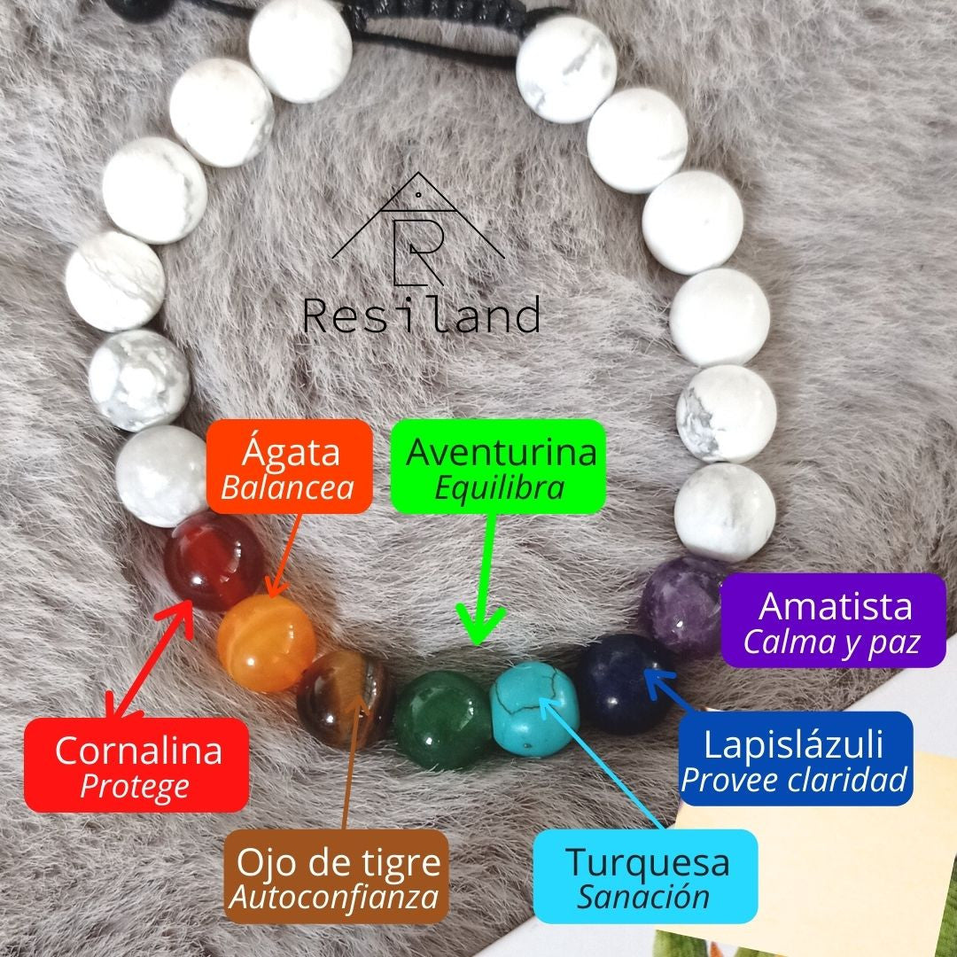 Pulsera 7 Chakras 2x1 Color Blanco